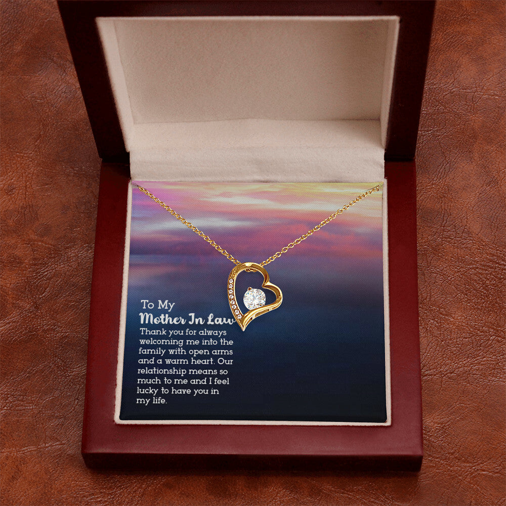 To Mother-in-Law Lucky to have You Forever Necklace w Message Card-Express Your Love Gifts