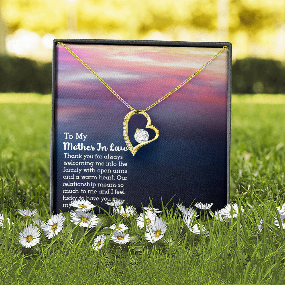 To Mother-in-Law Lucky to have You Forever Necklace w Message Card-Express Your Love Gifts