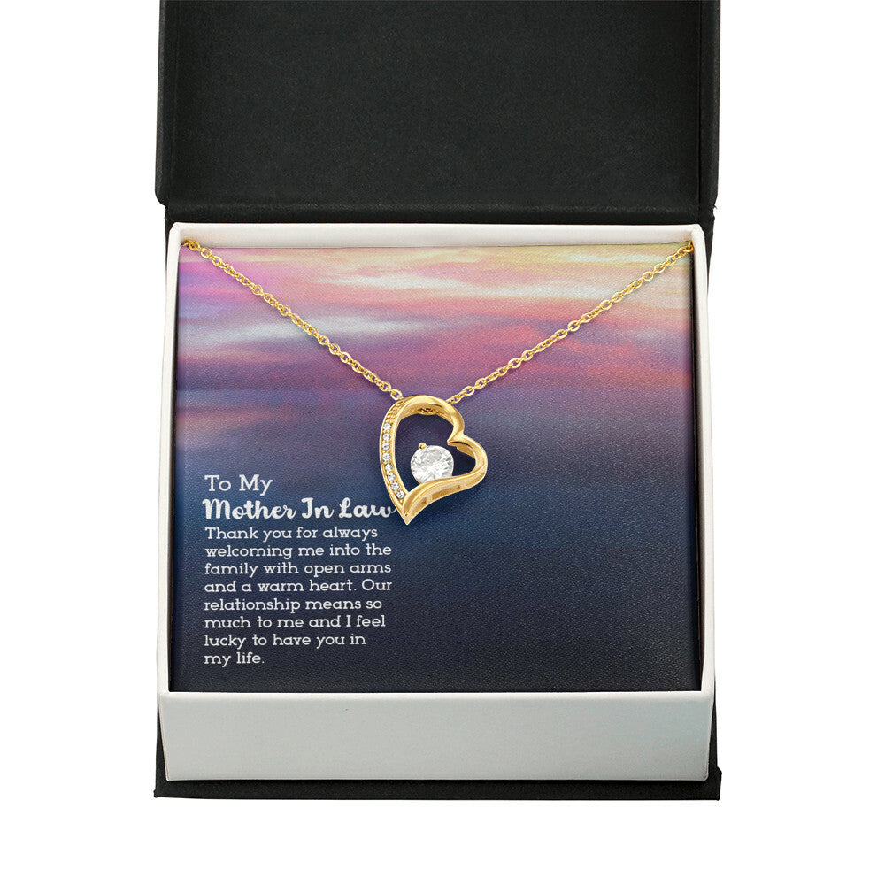 To Mother-in-Law Lucky to have You Forever Necklace w Message Card-Express Your Love Gifts