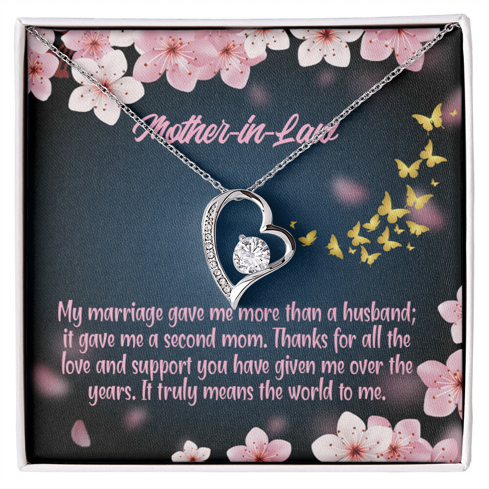 To Mother-in-Law Marriage Second Mom Forever Necklace w Message Card-Express Your Love Gifts