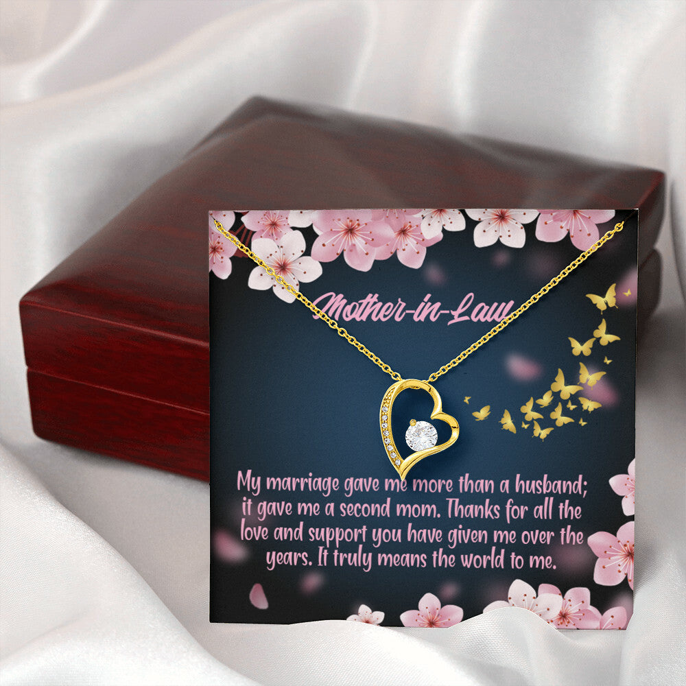 To Mother-in-Law Marriage Second Mom Forever Necklace w Message Card-Express Your Love Gifts