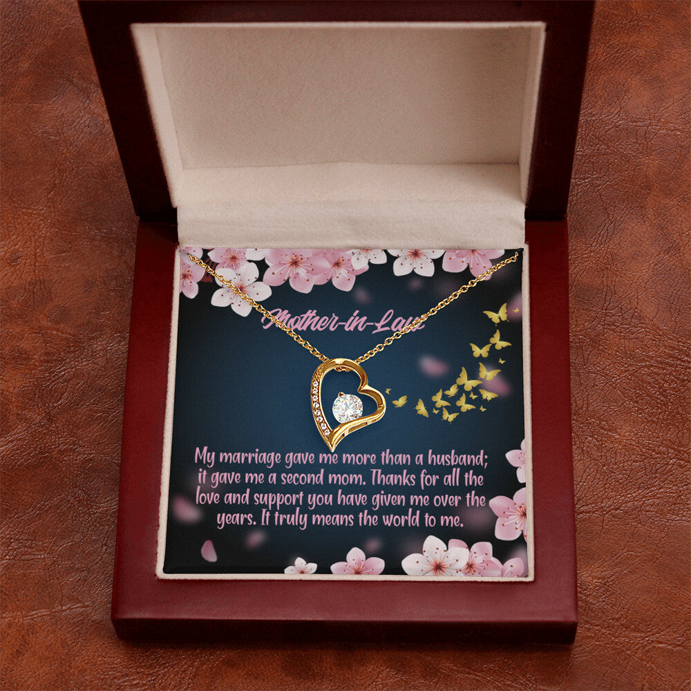 To Mother-in-Law Marriage Second Mom Forever Necklace w Message Card-Express Your Love Gifts