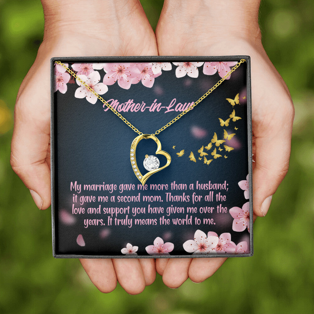 To Mother-in-Law Marriage Second Mom Forever Necklace w Message Card-Express Your Love Gifts