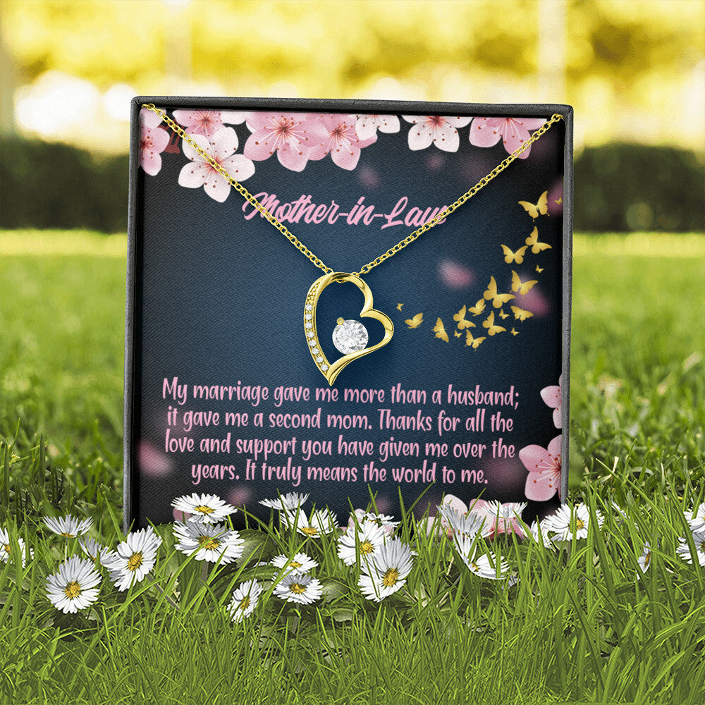 To Mother-in-Law Marriage Second Mom Forever Necklace w Message Card-Express Your Love Gifts