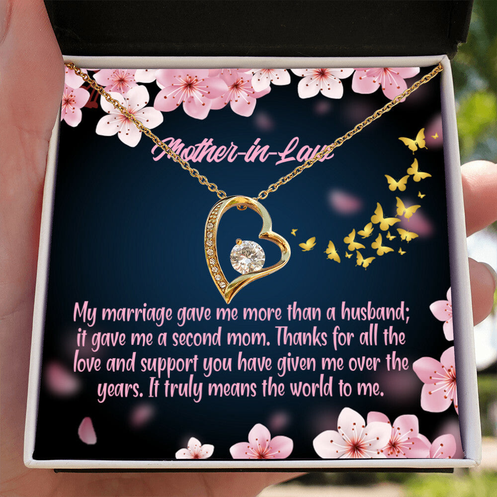 To Mother-in-Law Marriage Second Mom Forever Necklace w Message Card-Express Your Love Gifts