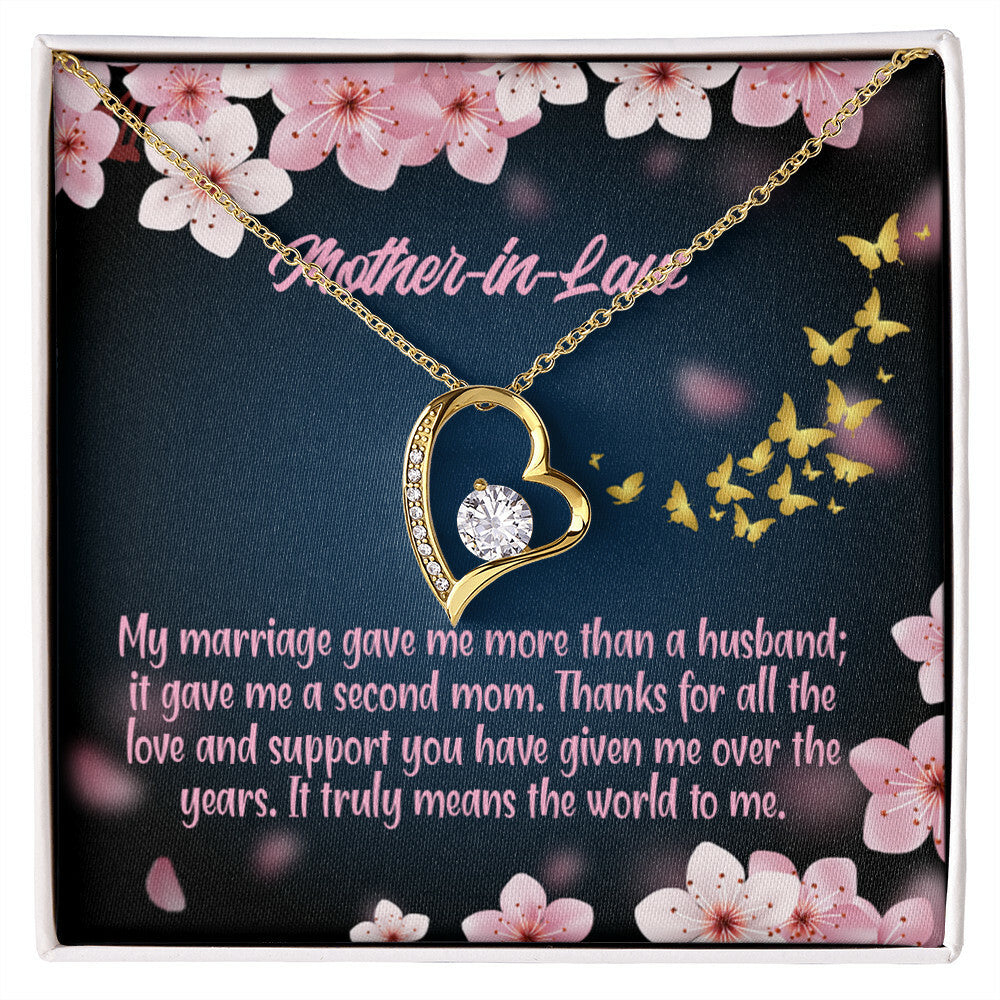 To Mother-in-Law Marriage Second Mom Forever Necklace w Message Card-Express Your Love Gifts