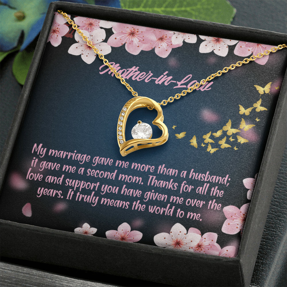 To Mother-in-Law Marriage Second Mom Forever Necklace w Message Card-Express Your Love Gifts