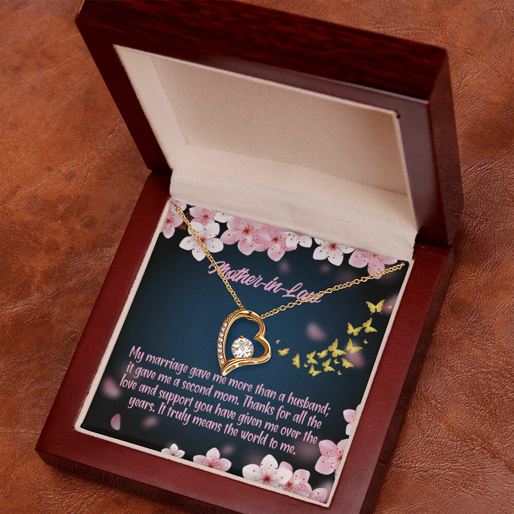 To Mother-in-Law Marriage Second Mom Forever Necklace w Message Card-Express Your Love Gifts