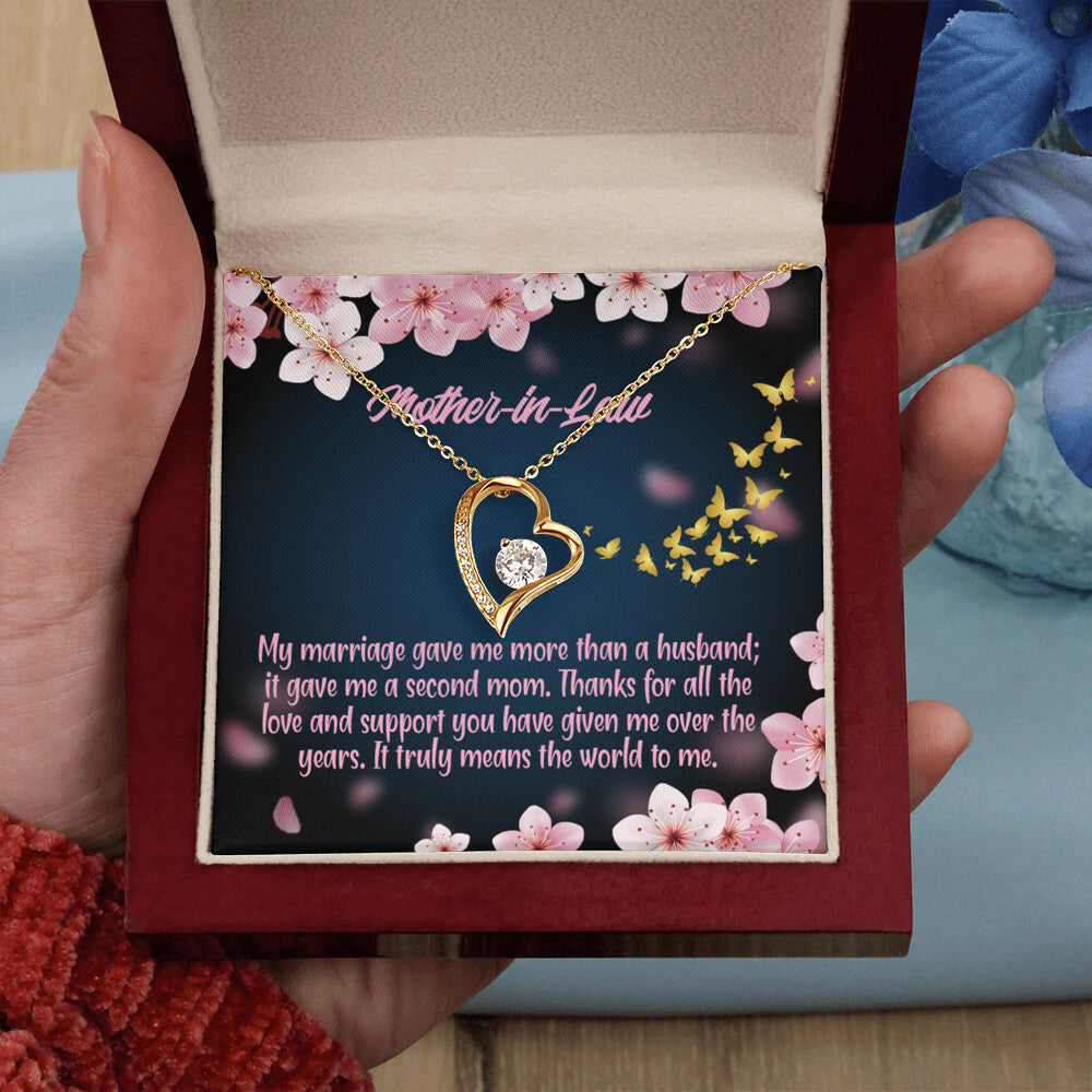 To Mother-in-Law Marriage Second Mom Forever Necklace w Message Card-Express Your Love Gifts