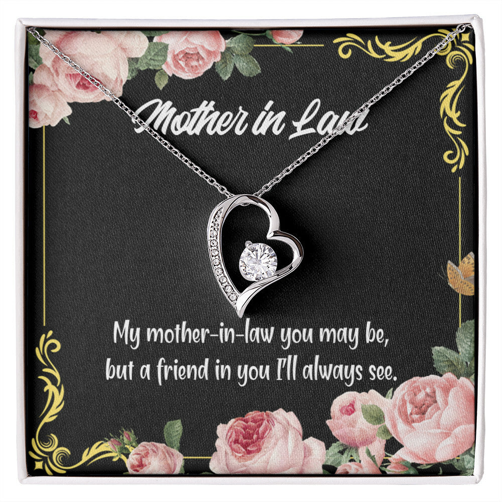 To Mother-in-Law Mother-in-Law and Friend Forever Necklace w Message Card-Express Your Love Gifts