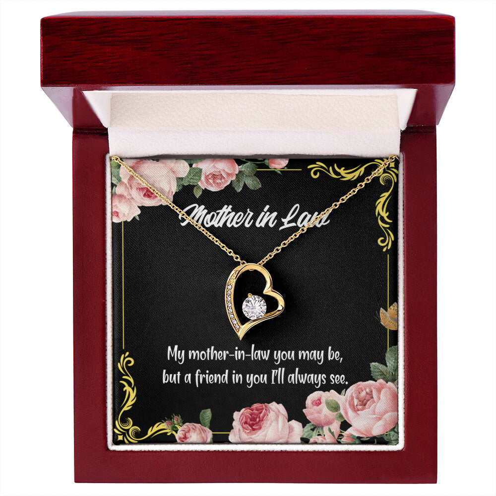 To Mother-in-Law Mother-in-Law and Friend Forever Necklace w Message Card-Express Your Love Gifts