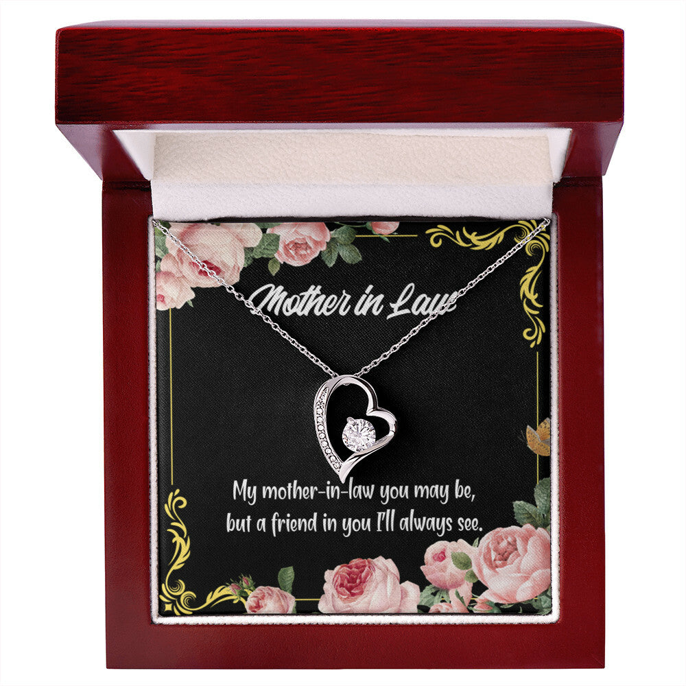 To Mother-in-Law Mother-in-Law and Friend Forever Necklace w Message Card-Express Your Love Gifts