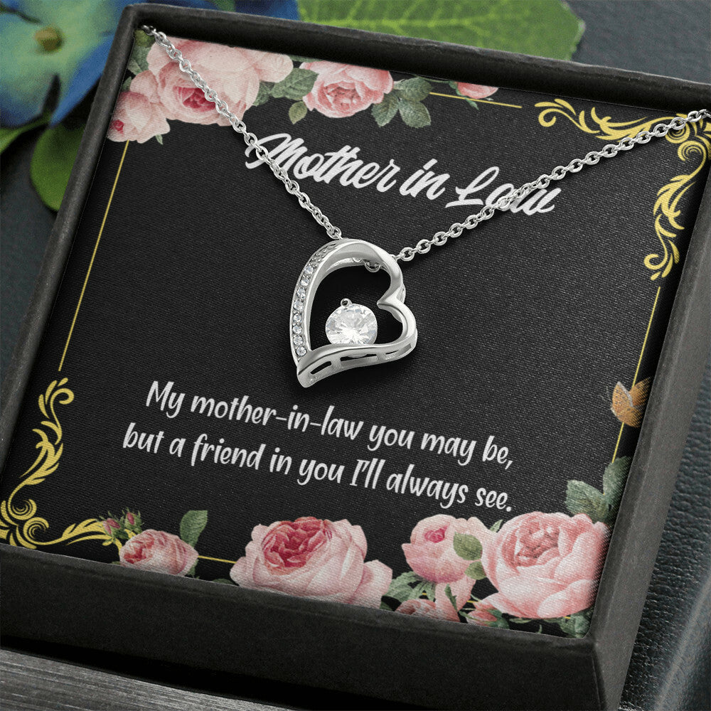 To Mother-in-Law Mother-in-Law and Friend Forever Necklace w Message Card-Express Your Love Gifts