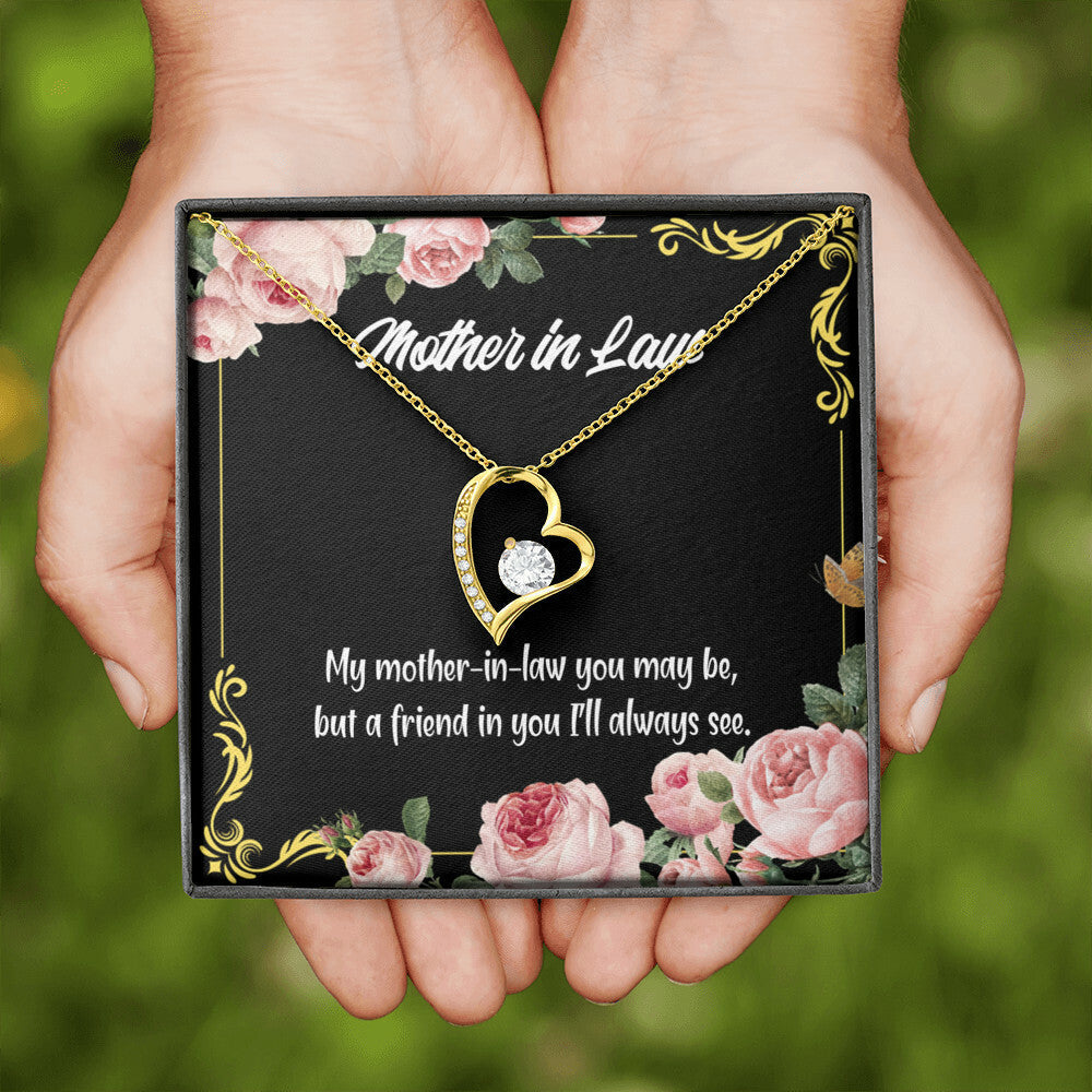 To Mother-in-Law Mother-in-Law and Friend Forever Necklace w Message Card-Express Your Love Gifts