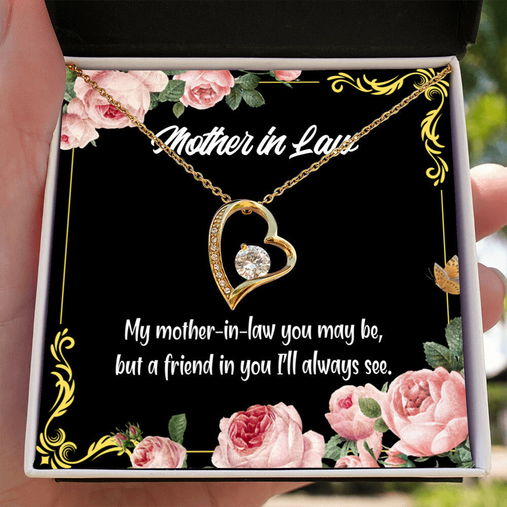 To Mother-in-Law Mother-in-Law and Friend Forever Necklace w Message Card-Express Your Love Gifts