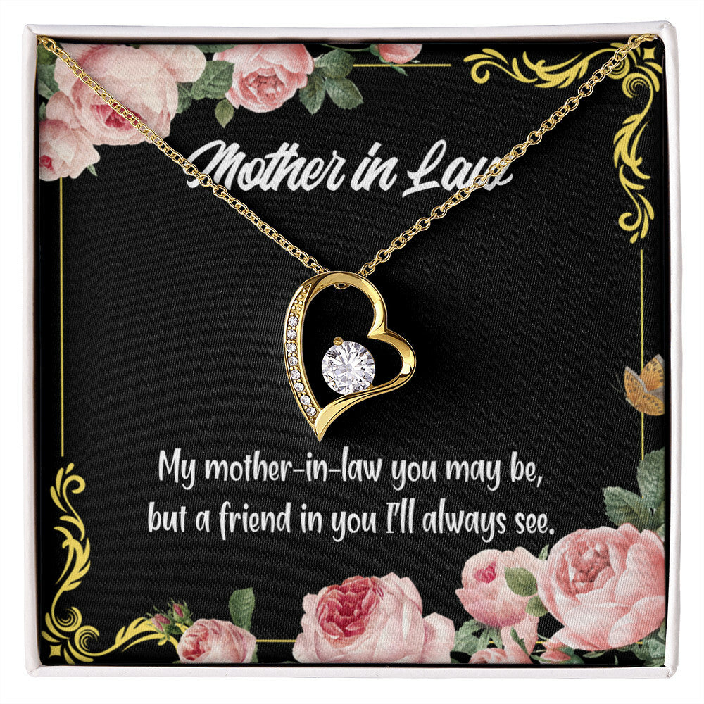 To Mother-in-Law Mother-in-Law and Friend Forever Necklace w Message Card-Express Your Love Gifts