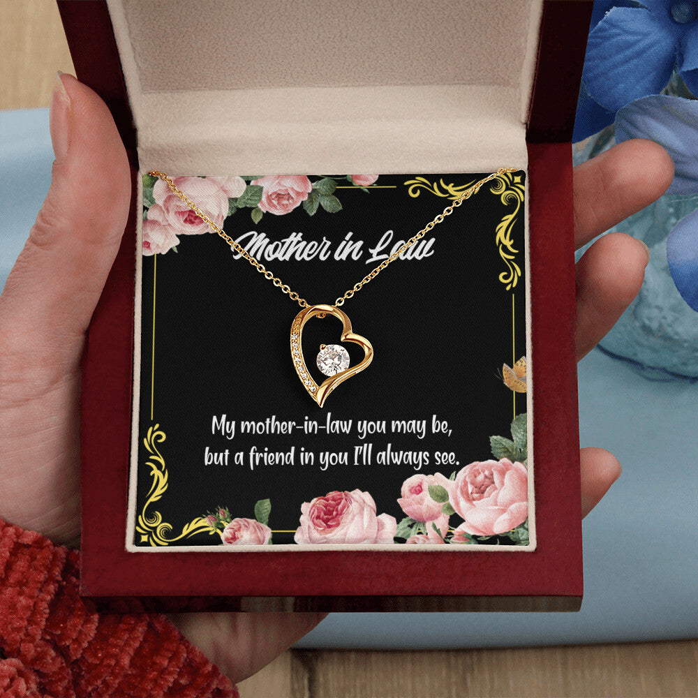 To Mother-in-Law Mother-in-Law and Friend Forever Necklace w Message Card-Express Your Love Gifts