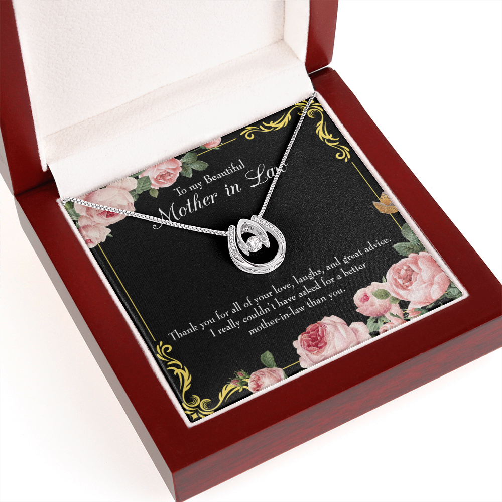 To Mother-in-Law No Other Better Lucky Horseshoe Necklace Message Card 14k w CZ Crystals-Express Your Love Gifts