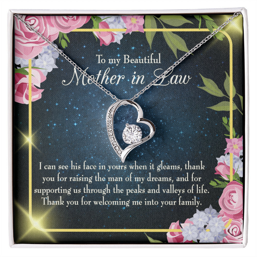 To Mother-in-Law Peask and Valley of Life Forever Necklace w Message Card-Express Your Love Gifts