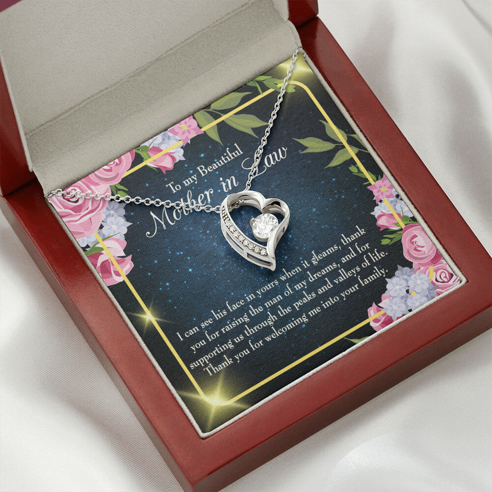 To Mother-in-Law Peask and Valley of Life Forever Necklace w Message Card-Express Your Love Gifts