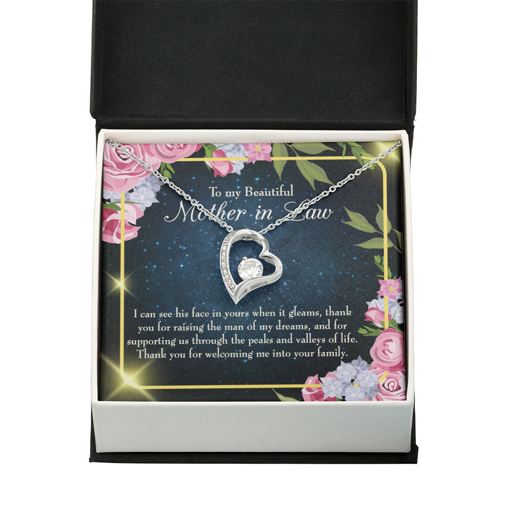 To Mother-in-Law Peask and Valley of Life Forever Necklace w Message Card-Express Your Love Gifts