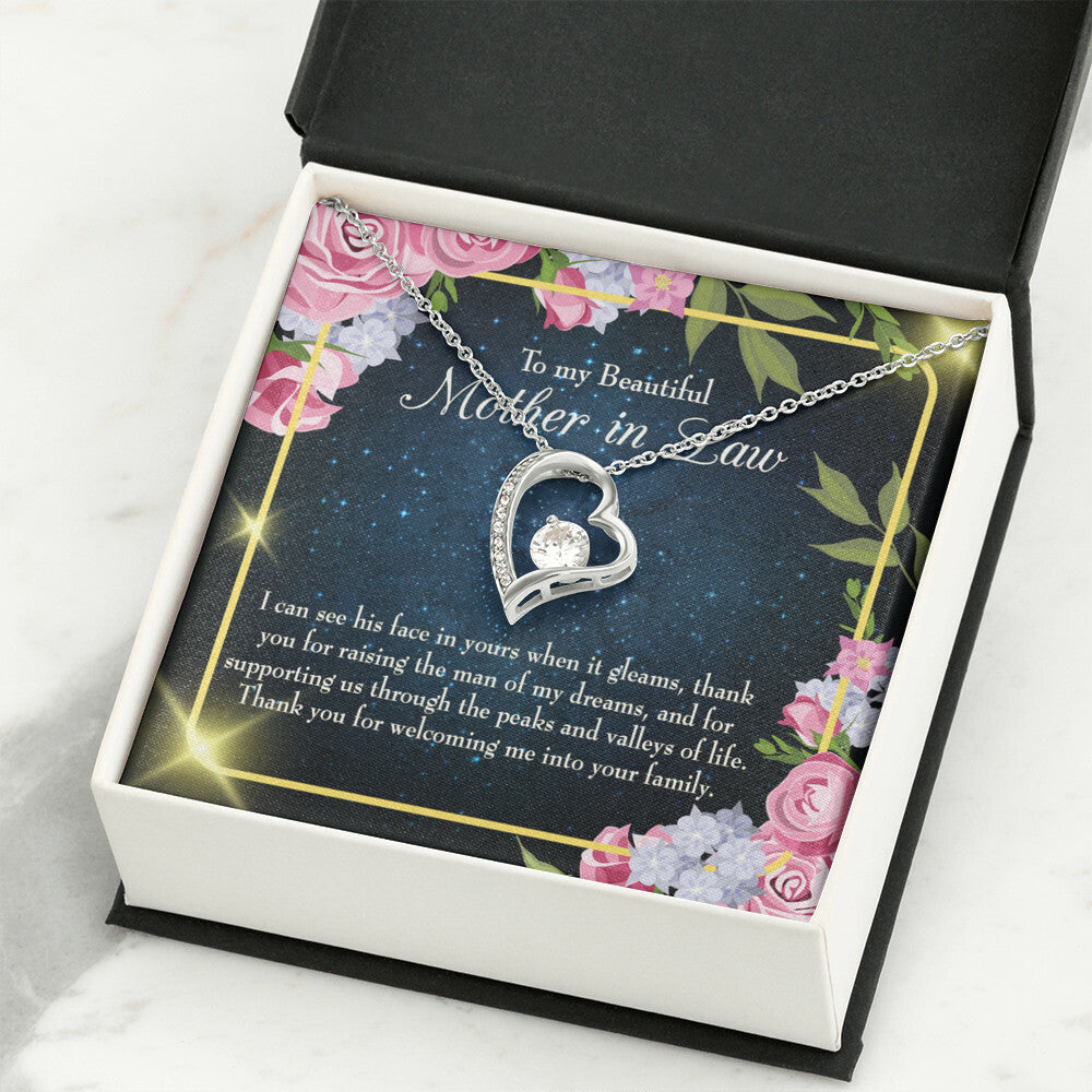 To Mother-in-Law Peask and Valley of Life Forever Necklace w Message Card-Express Your Love Gifts