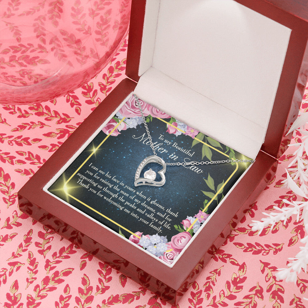 To Mother-in-Law Peask and Valley of Life Forever Necklace w Message Card-Express Your Love Gifts