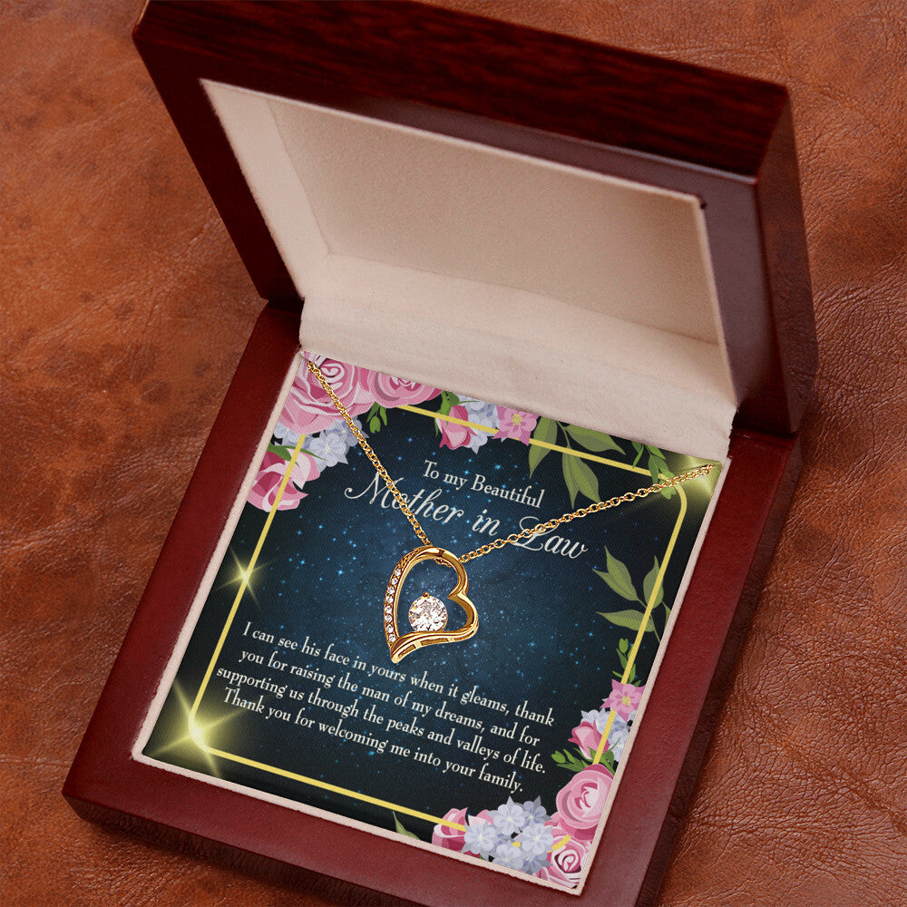 To Mother-in-Law Peask and Valley of Life Forever Necklace w Message Card-Express Your Love Gifts