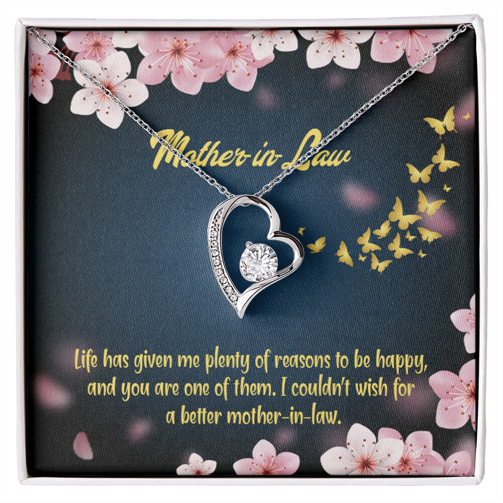 To Mother-in-Law Plenty of Reasons Forever Necklace w Message Card-Express Your Love Gifts