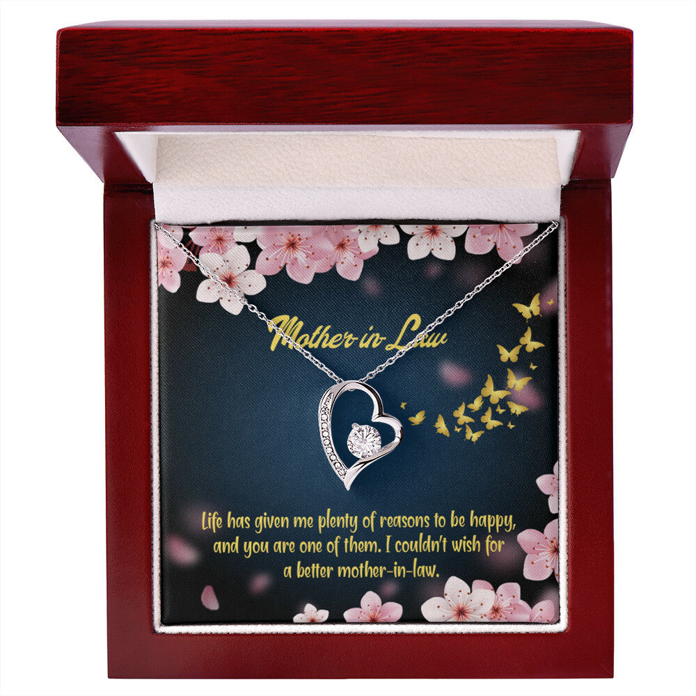 To Mother-in-Law Plenty of Reasons Forever Necklace w Message Card-Express Your Love Gifts