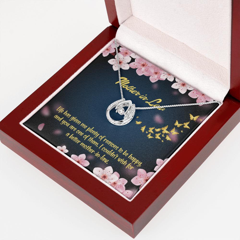 To Mother-in-Law Plenty of Reasons Lucky Horseshoe Necklace Message Card 14k w CZ Crystals-Express Your Love Gifts