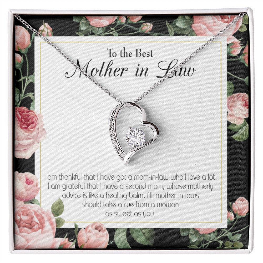 To Mother-in-Law Second Mom Forever Necklace w Message Card-Express Your Love Gifts