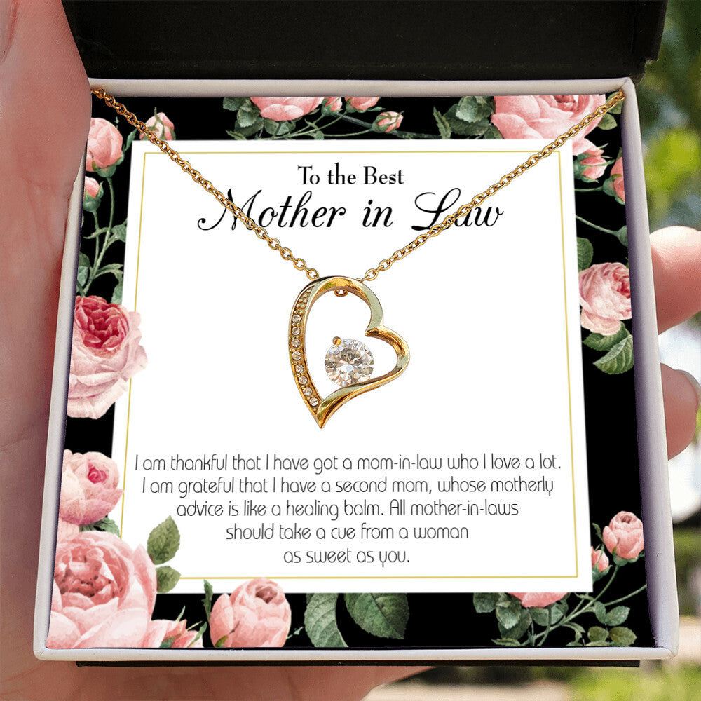 To Mother-in-Law Second Mom Forever Necklace w Message Card-Express Your Love Gifts