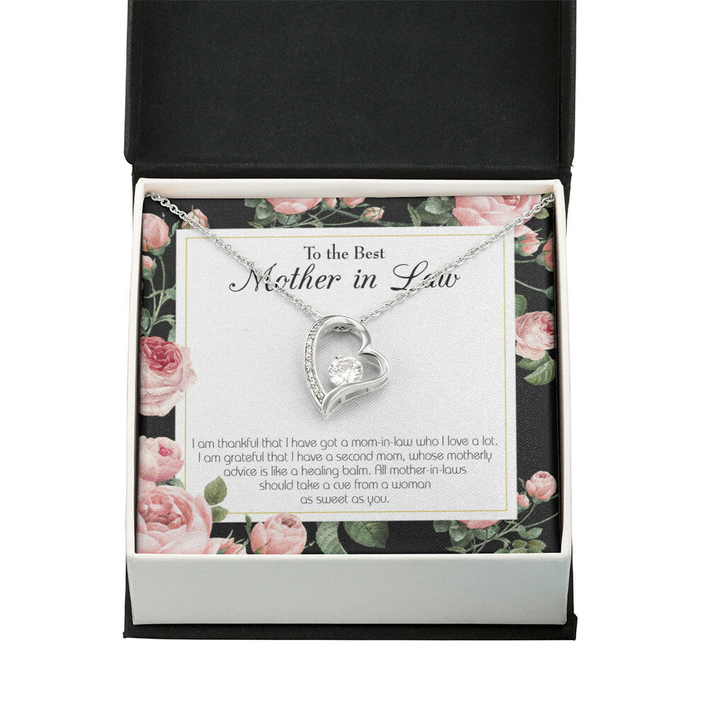 To Mother-in-Law Second Mom Forever Necklace w Message Card-Express Your Love Gifts