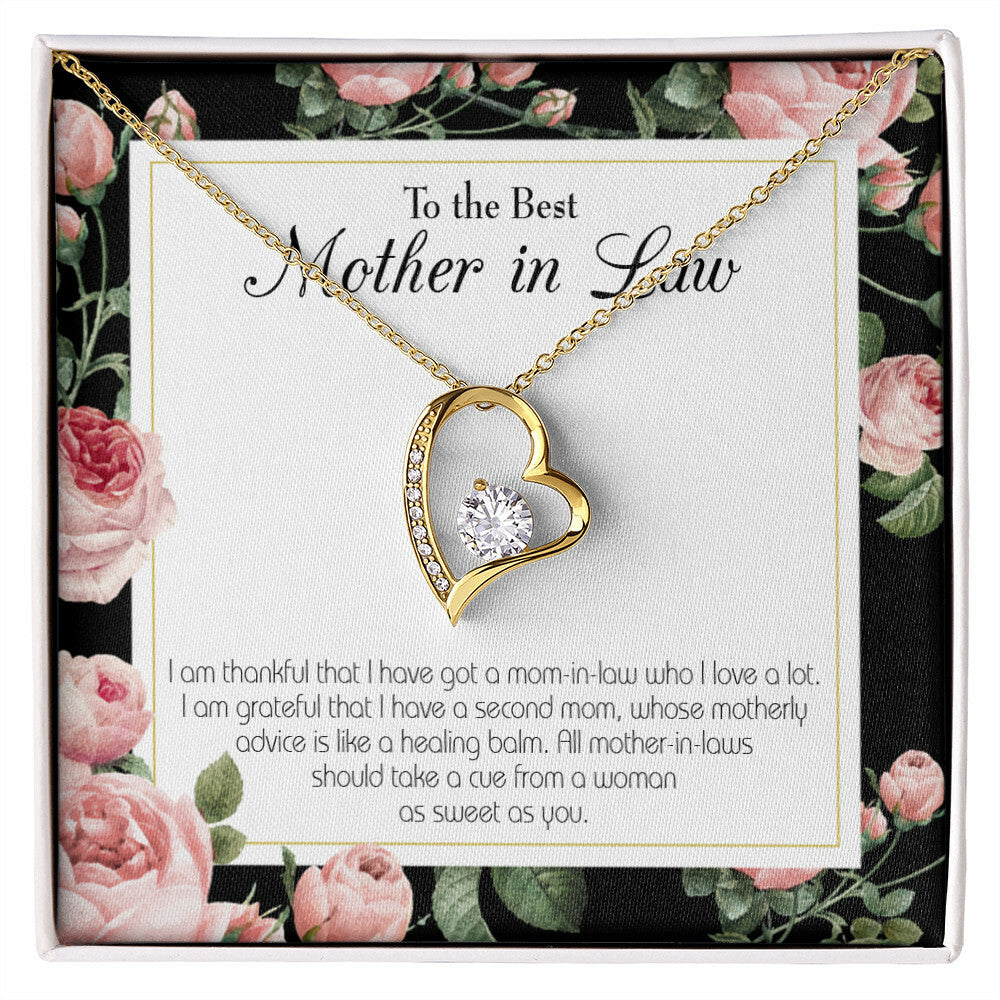 To Mother-in-Law Second Mom Forever Necklace w Message Card-Express Your Love Gifts