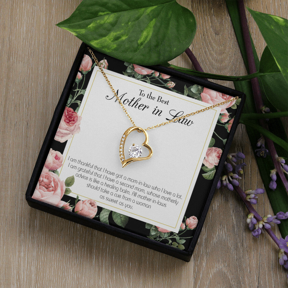 To Mother-in-Law Second Mom Forever Necklace w Message Card-Express Your Love Gifts