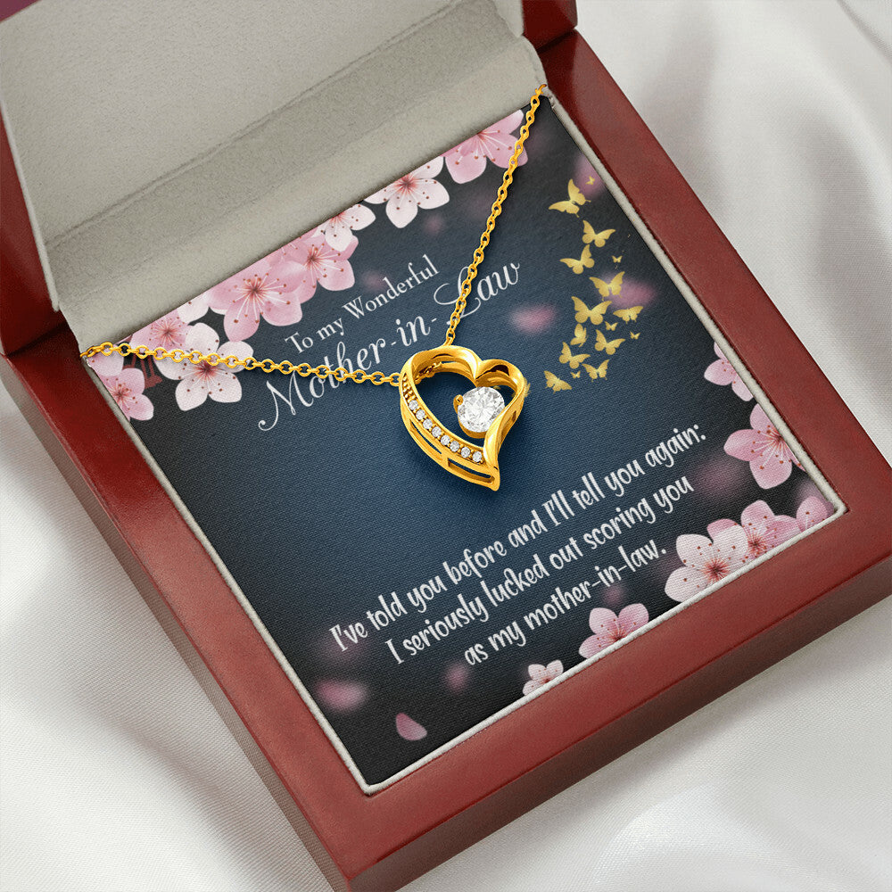 To Mother-in-Law Seriously Lucky Forever Necklace w Message Card-Express Your Love Gifts