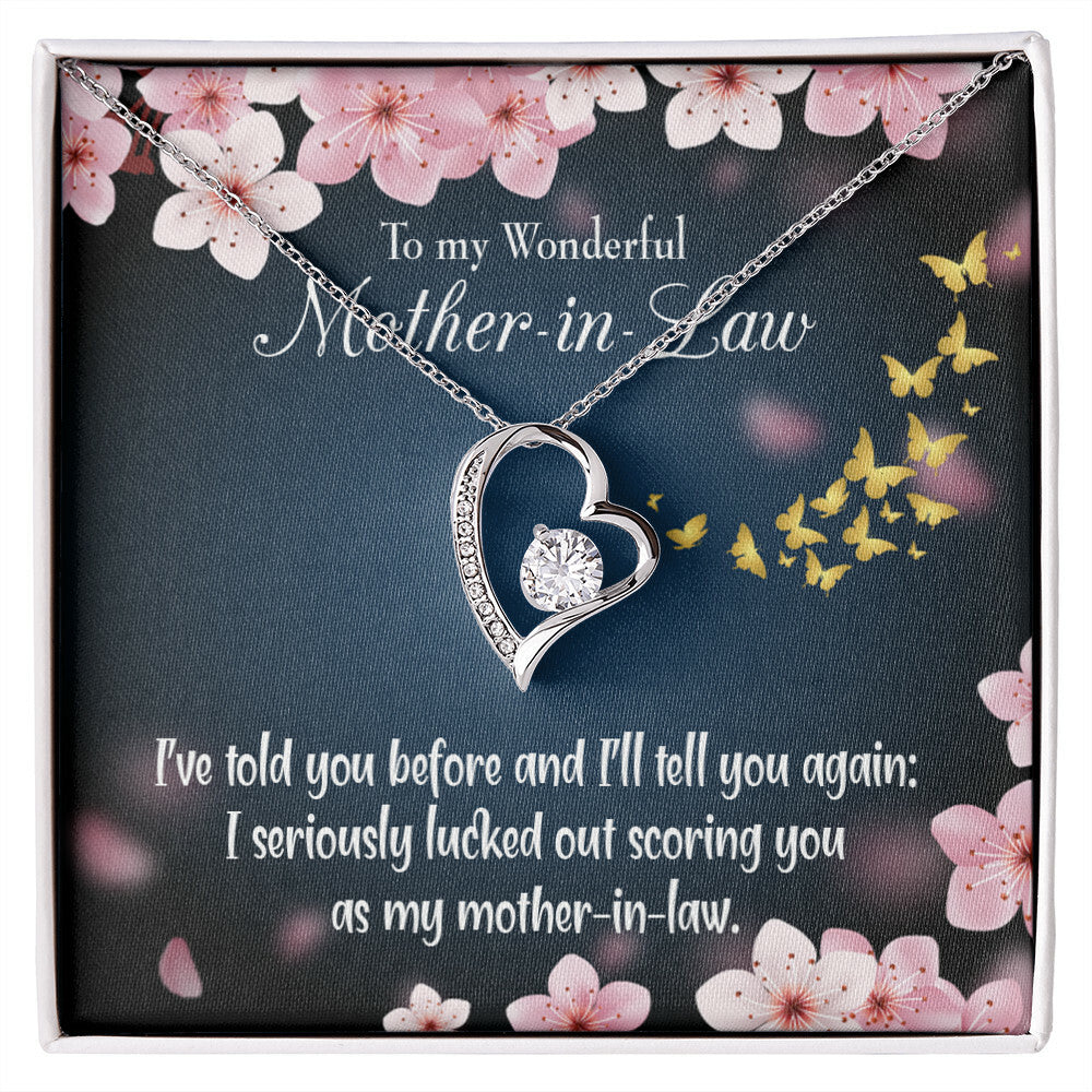 To Mother-in-Law Seriously Lucky Forever Necklace w Message Card-Express Your Love Gifts