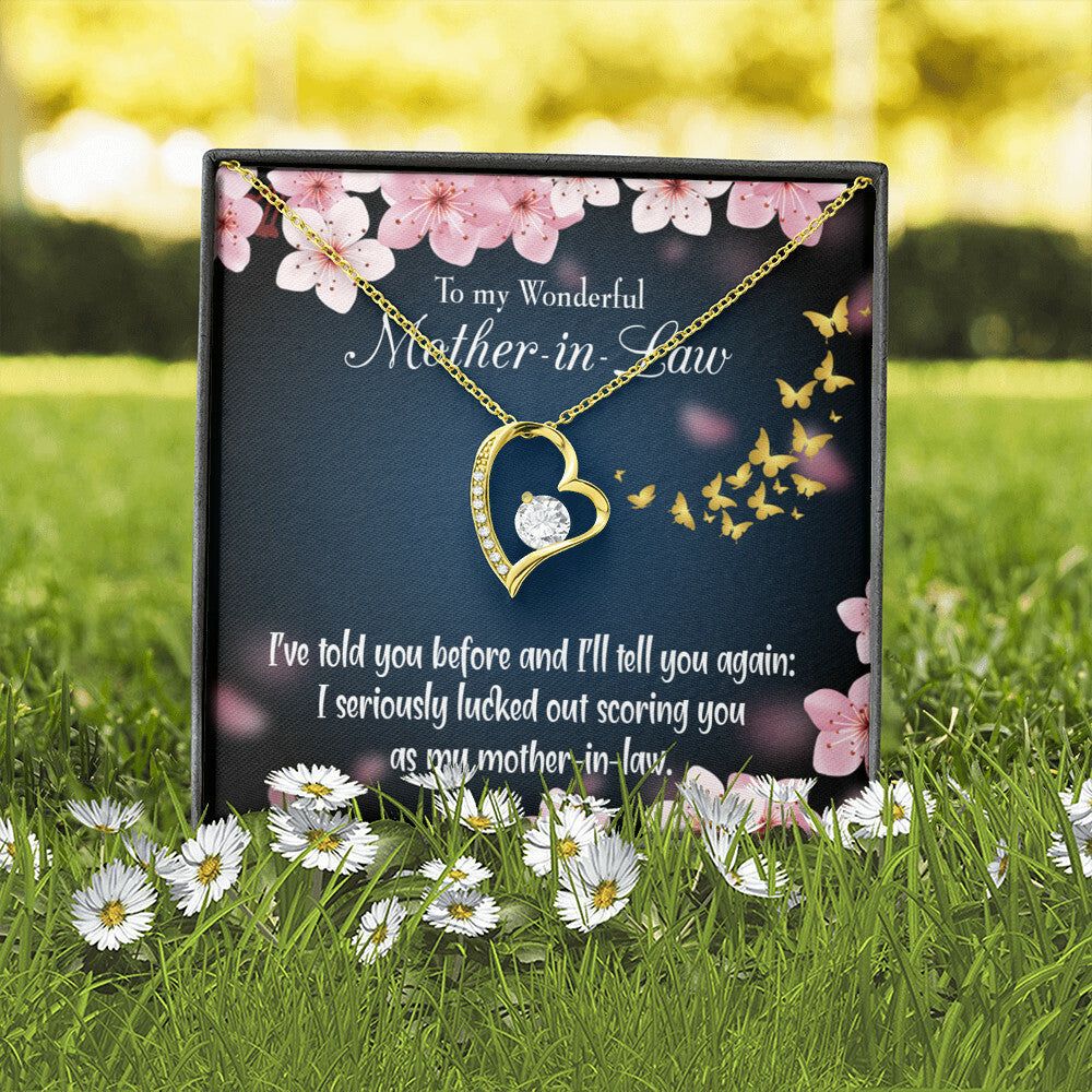 To Mother-in-Law Seriously Lucky Forever Necklace w Message Card-Express Your Love Gifts