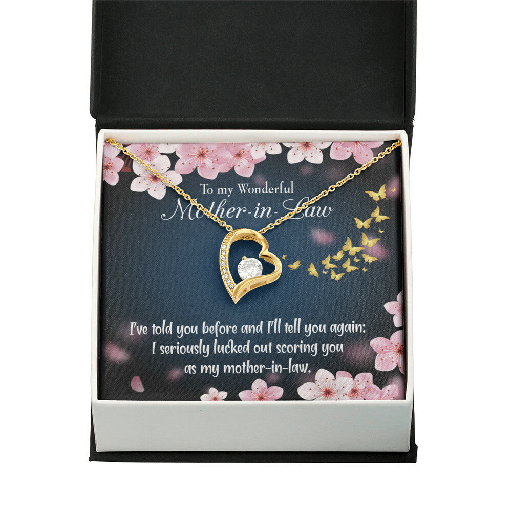 To Mother-in-Law Seriously Lucky Forever Necklace w Message Card-Express Your Love Gifts