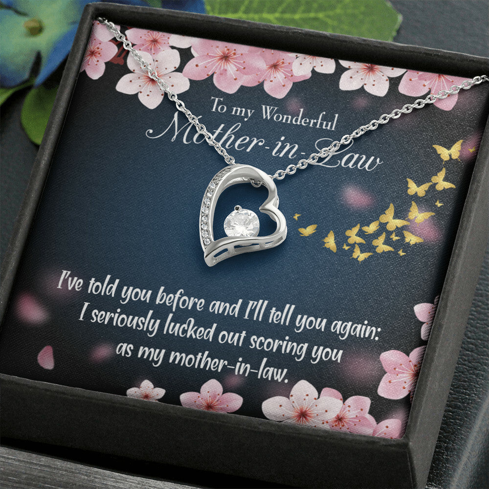 To Mother-in-Law Seriously Lucky Forever Necklace w Message Card-Express Your Love Gifts