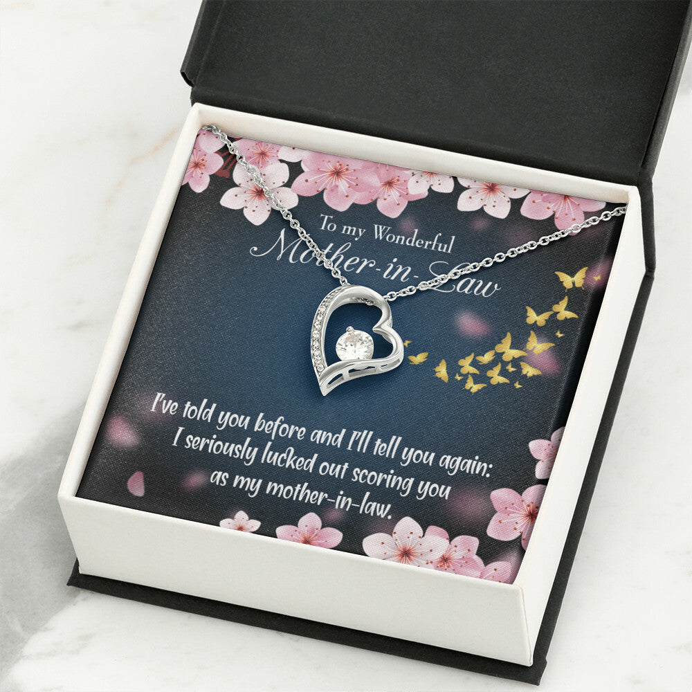 To Mother-in-Law Seriously Lucky Forever Necklace w Message Card-Express Your Love Gifts