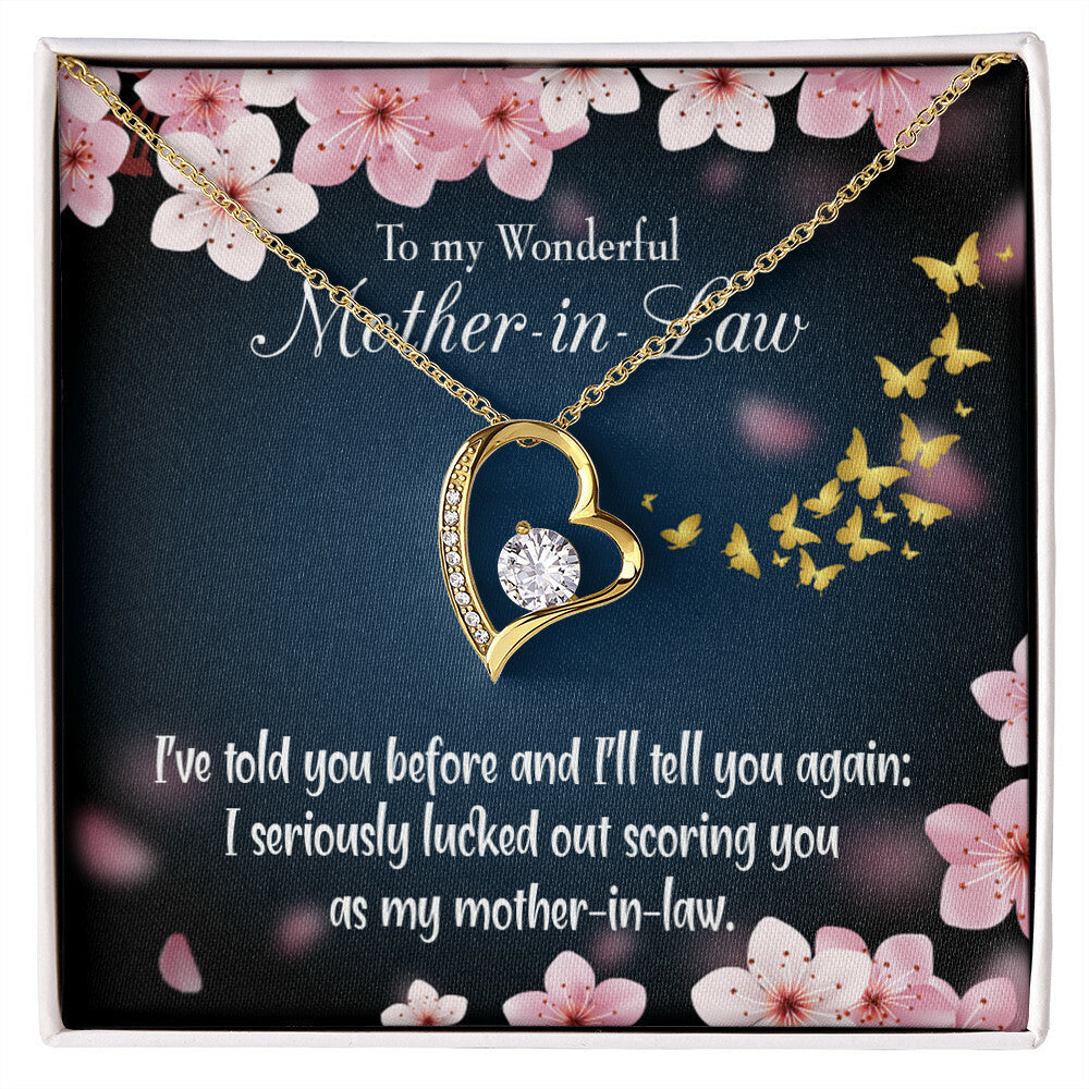 To Mother-in-Law Seriously Lucky Forever Necklace w Message Card-Express Your Love Gifts