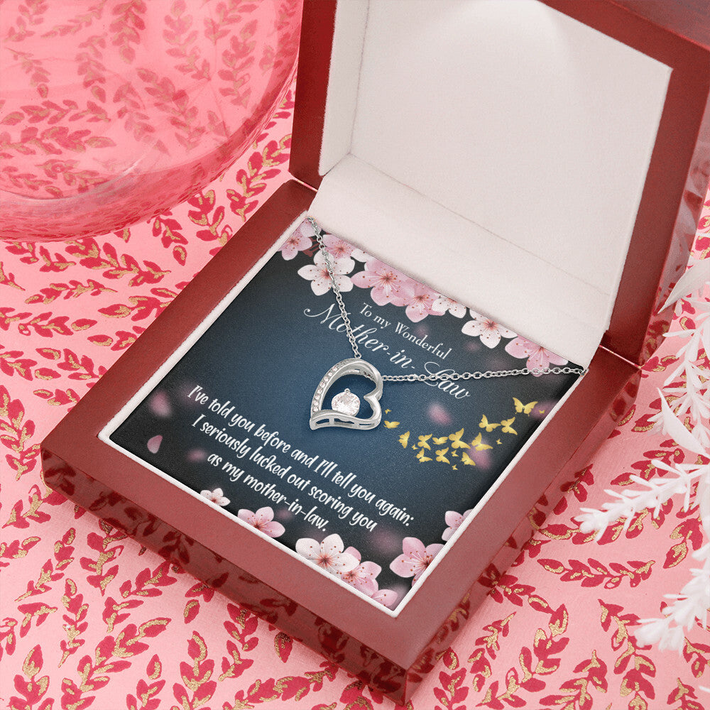 To Mother-in-Law Seriously Lucky Forever Necklace w Message Card-Express Your Love Gifts