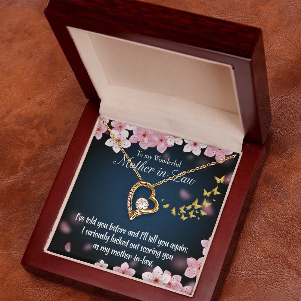 To Mother-in-Law Seriously Lucky Forever Necklace w Message Card-Express Your Love Gifts