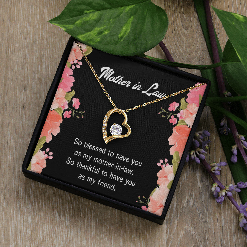 To Mother-in-Law So Blessed Forever Necklace w Message Card-Express Your Love Gifts