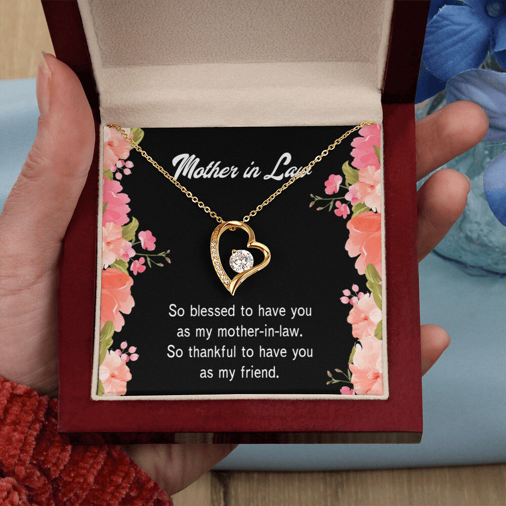 To Mother-in-Law So Blessed Forever Necklace w Message Card-Express Your Love Gifts