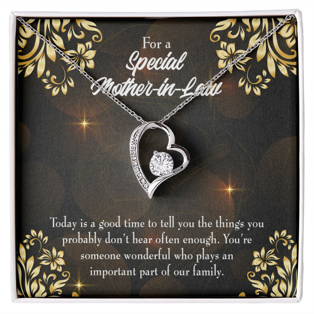 To Mother-in-Law Someone Wonderful Forever Necklace w Message Card-Express Your Love Gifts