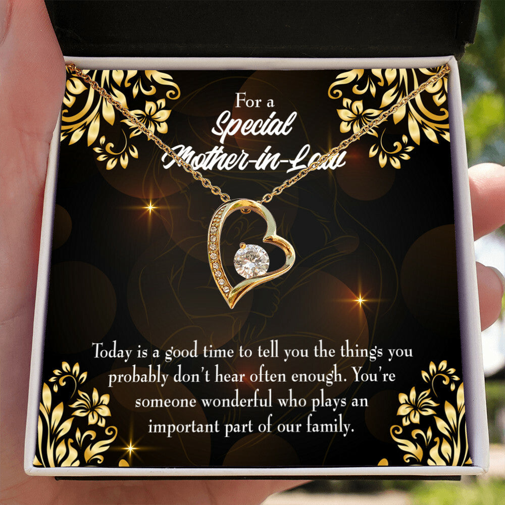 To Mother-in-Law Someone Wonderful Forever Necklace w Message Card-Express Your Love Gifts