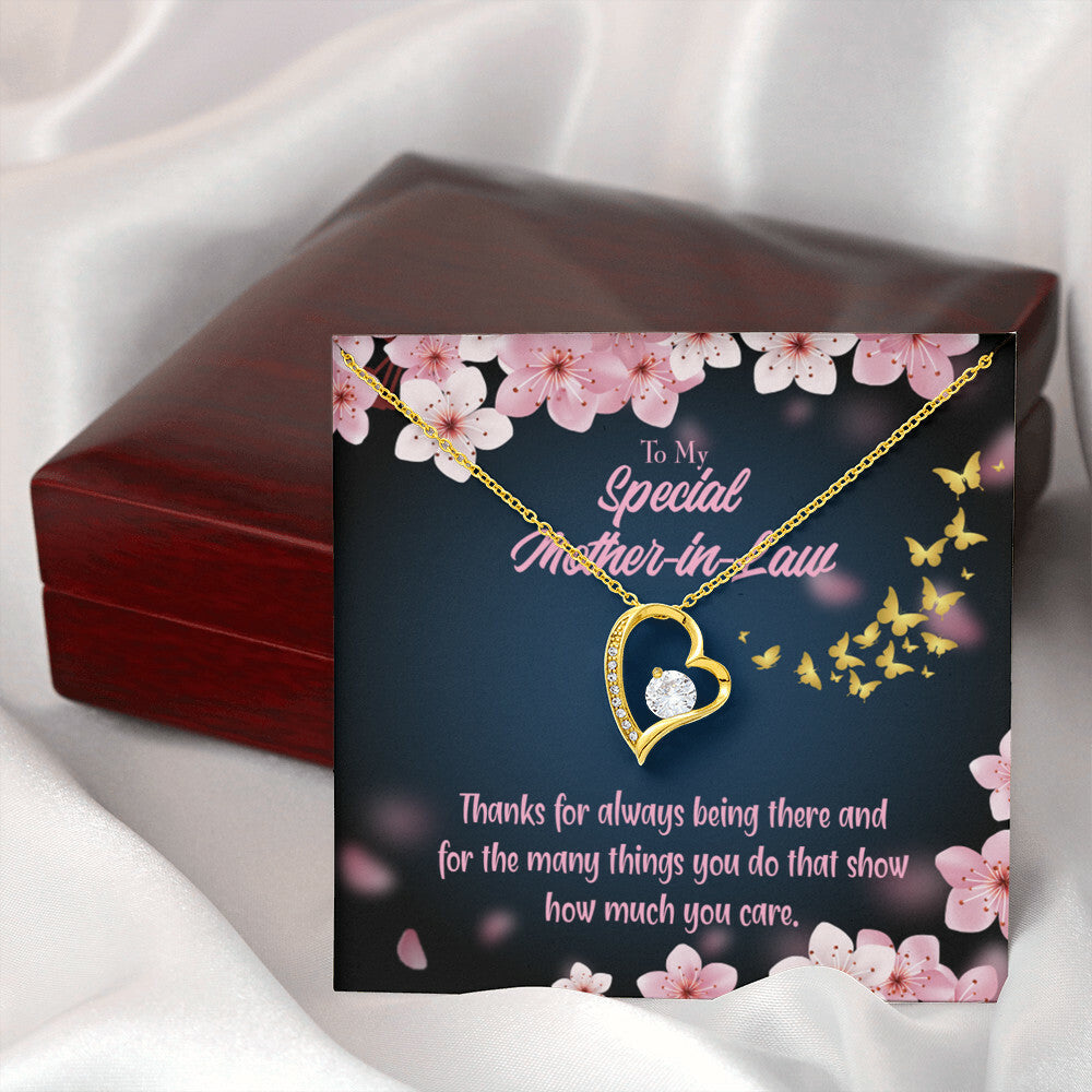 To Mother-in-Law Thanks Always Forever Necklace w Message Card-Express Your Love Gifts